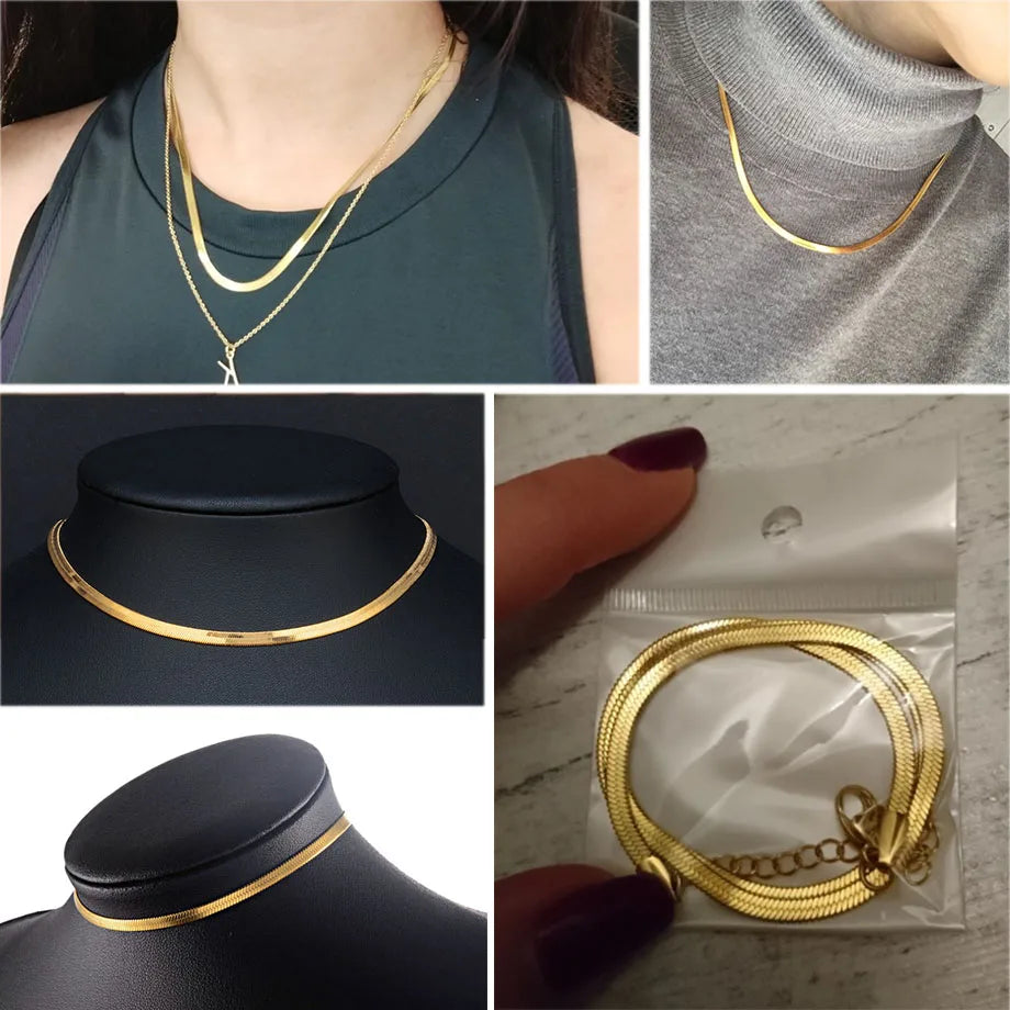 High Quality Minimal Clavicle Blade Chains Women Gold Silver Stainless Steel
