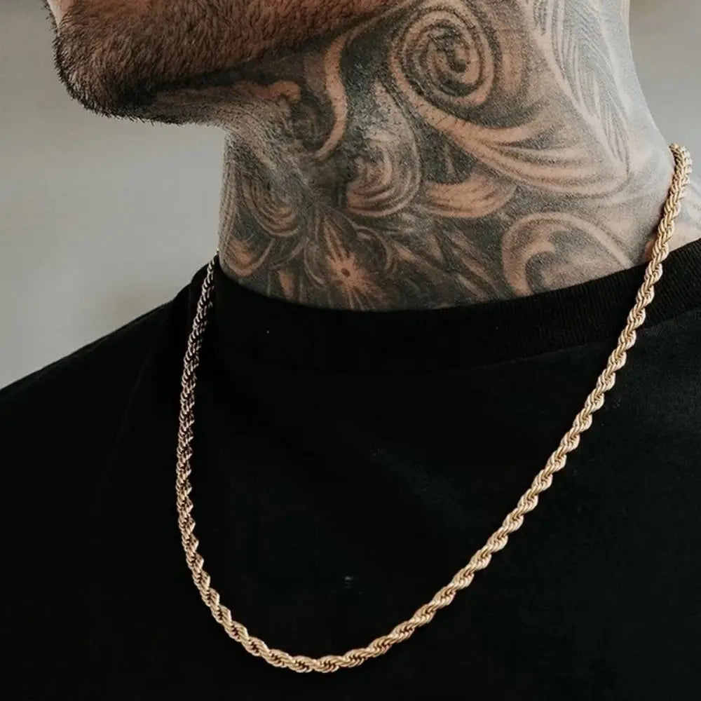 Minimal Rope Chain Necklace Classic Stainless Steel Twisted Link Chain Necklace For Men Women  Jewelry