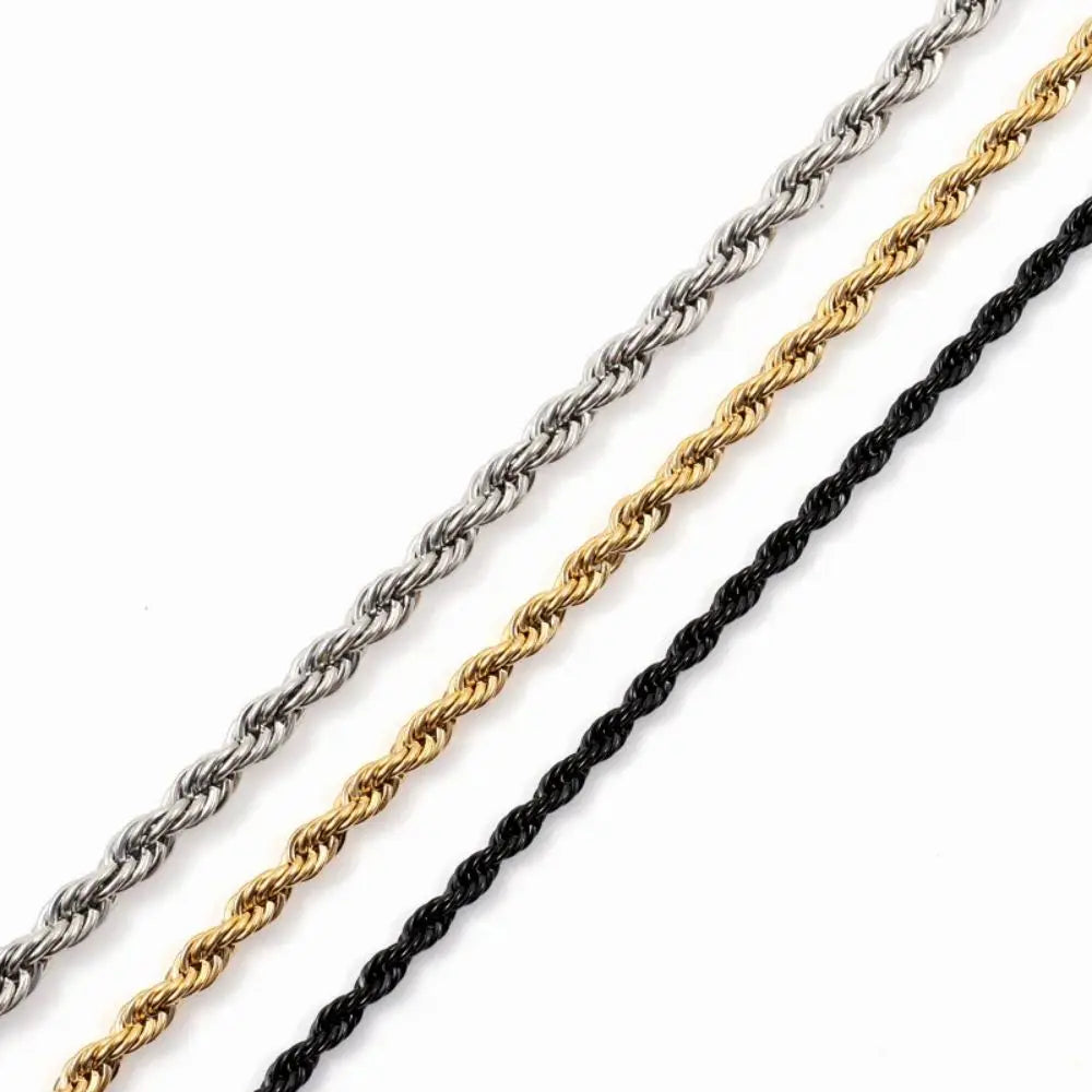 Minimal Rope Chain Necklace Classic Stainless Steel Twisted Link Chain Necklace For Men Women  Jewelry