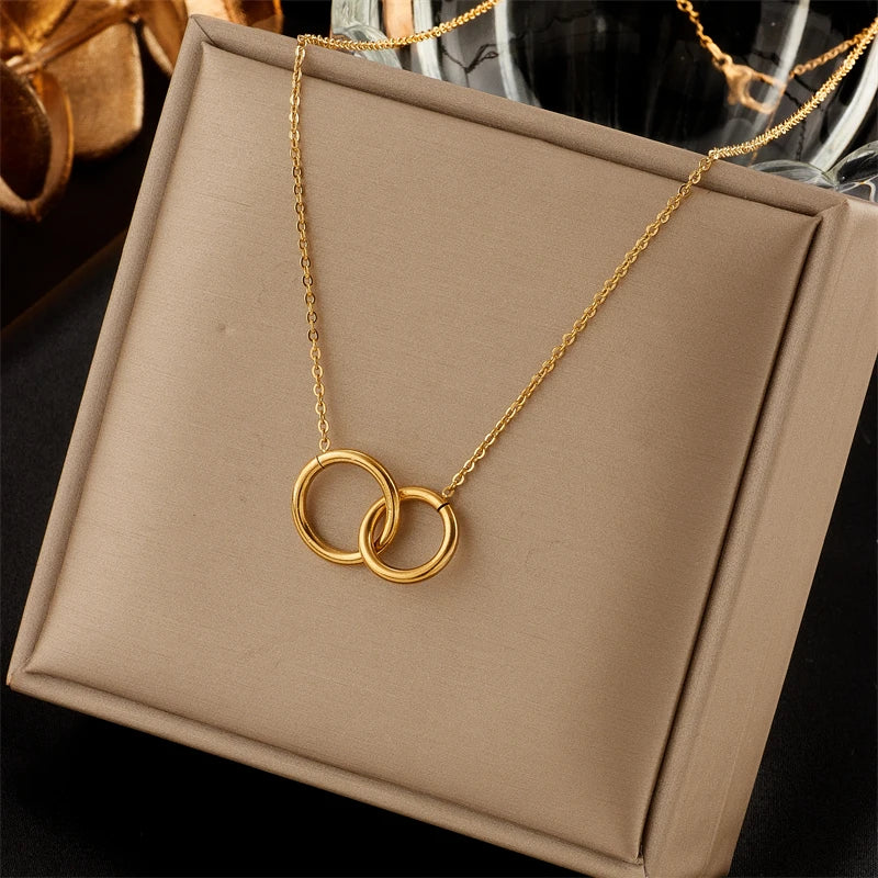 Gold Atlas Double Ring Chain for Women