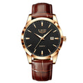 Mens Fashion Brown Leather Watch Men Military Sports Men's Quartz Wristwatches Casual Waterproof Chronograph