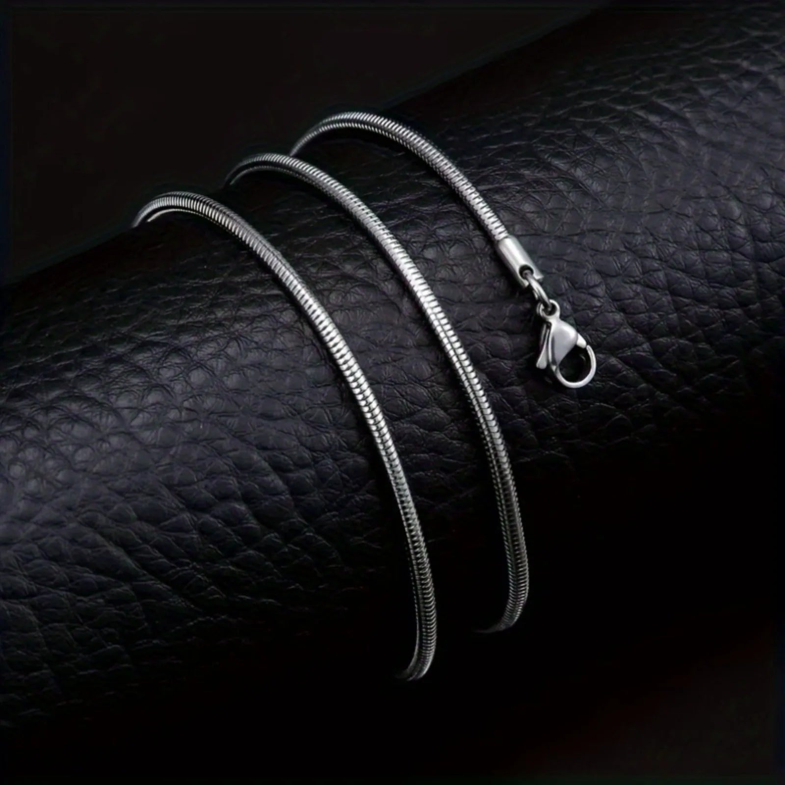 Men Stainless Steel Round Snake Chain Necklace Durable Stylish Jewelry for Men