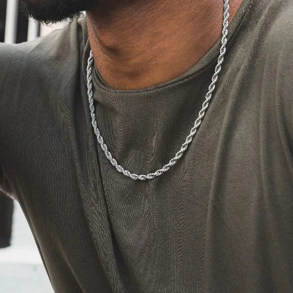 Minimal Rope Chain Necklace Classic Stainless Steel Twisted Link Chain Necklace For Men Women  Jewelry