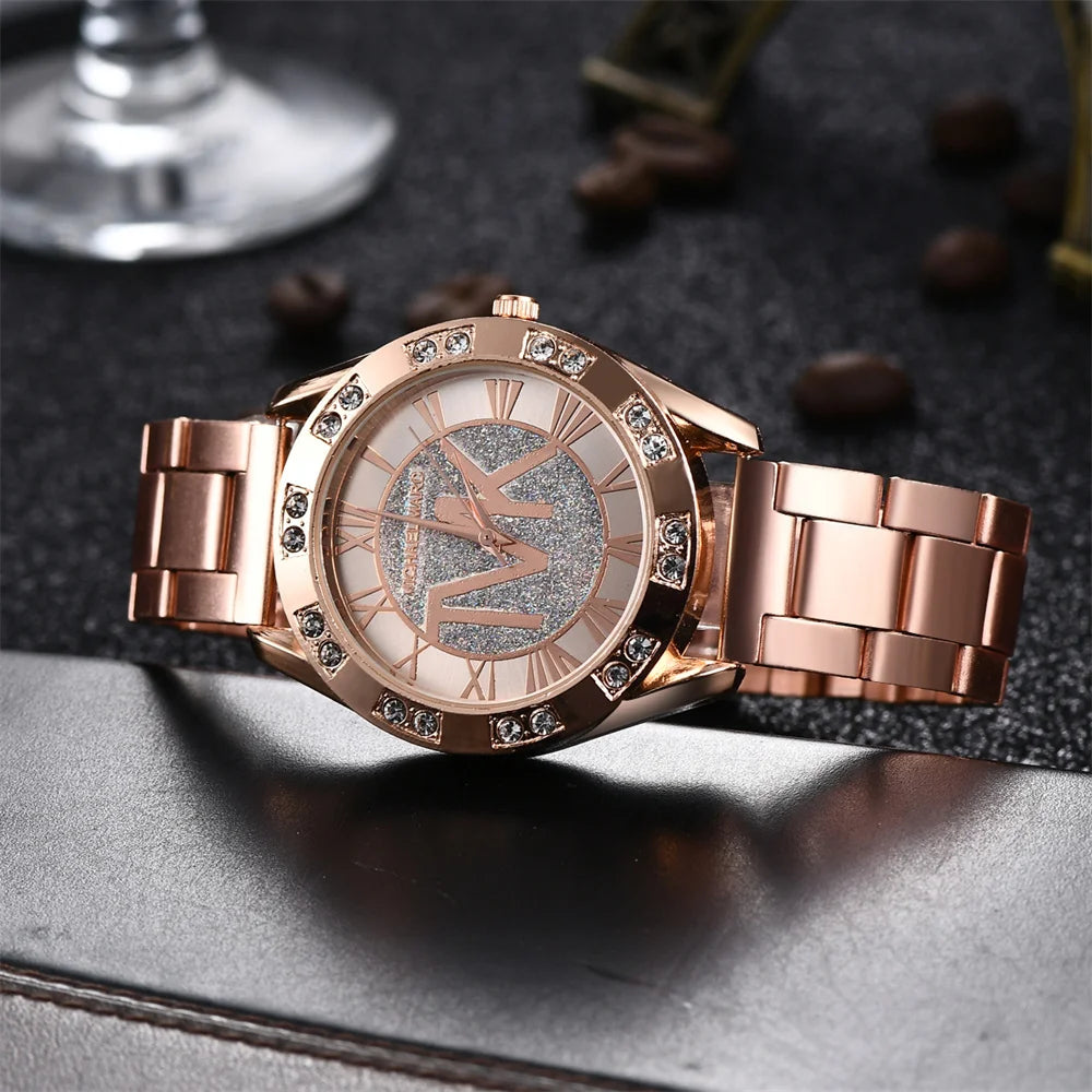 Luxury Women's Watch Fashion Diamonds TVK Quartz Watch Business Stainless Steel Gold Ladies Clock Gift Wristwatch
