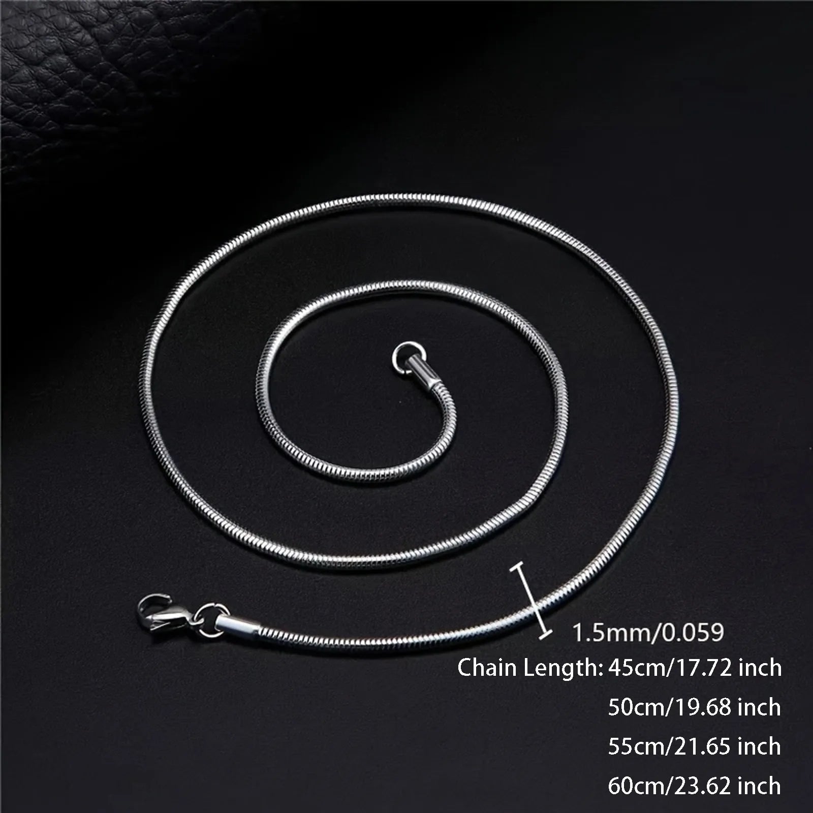 Men Stainless Steel Round Snake Chain Necklace Durable Stylish Jewelry for Men