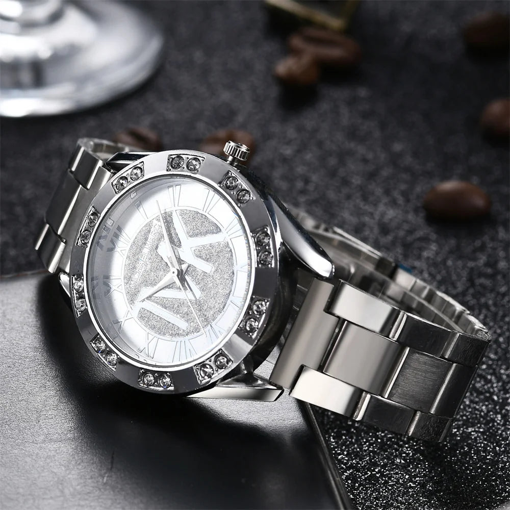 Luxury Women's Watch Fashion Diamonds TVK Quartz Watch Business Stainless Steel Gold Ladies Clock Gift Wristwatch