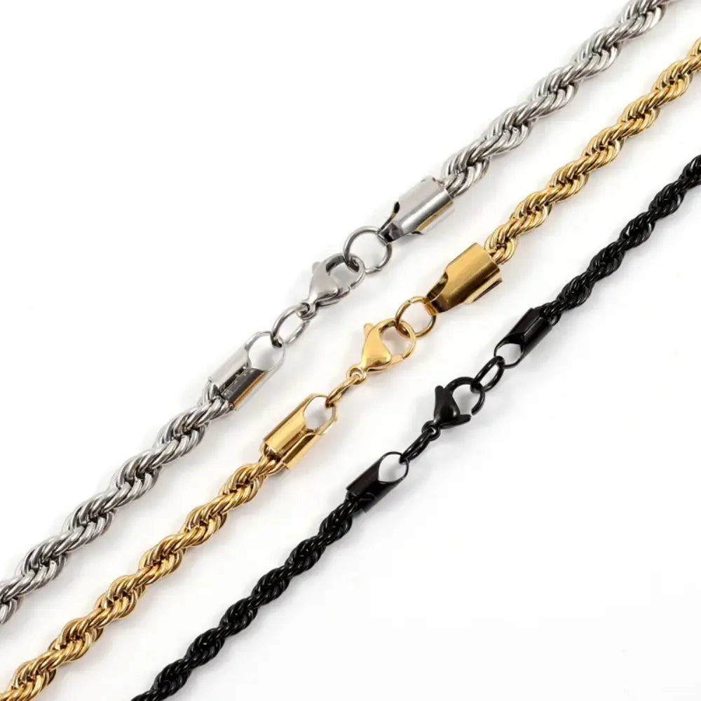 Minimal Rope Chain Necklace Classic Stainless Steel Twisted Link Chain Necklace For Men Women  Jewelry