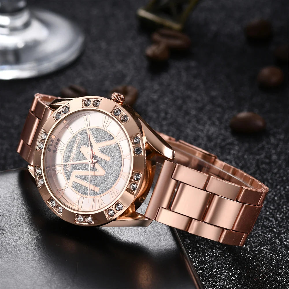 Luxury Women's Watch Fashion Diamonds TVK Quartz Watch Business Stainless Steel Gold Ladies Clock Gift Wristwatch