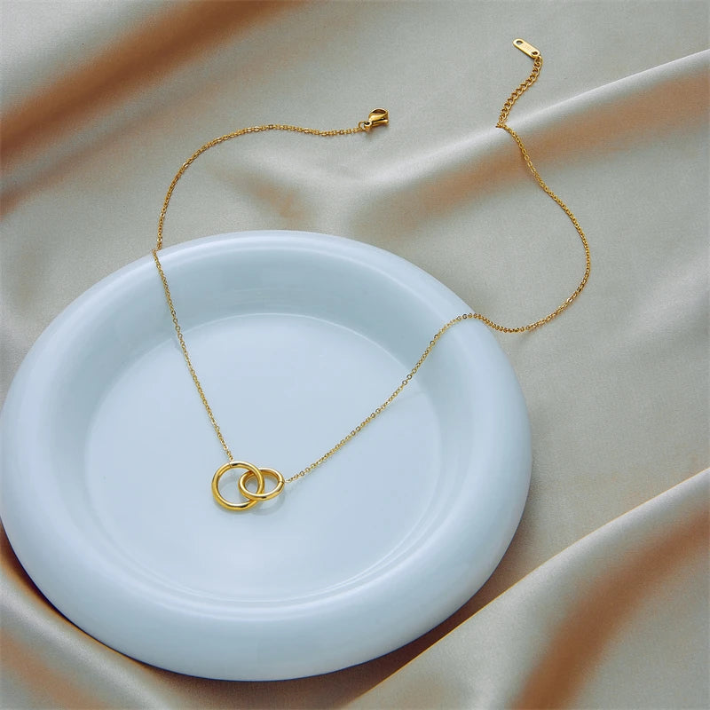 Gold Atlas Double Ring Chain for Women