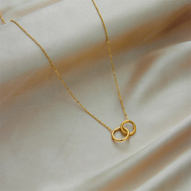 Gold Atlas Double Ring Chain for Women