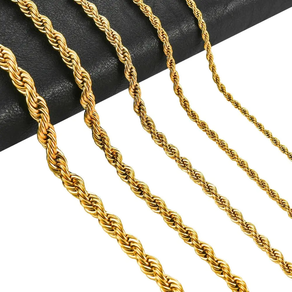 Minimal Rope Chain Necklace Classic Stainless Steel Twisted Link Chain Necklace For Men Women  Jewelry