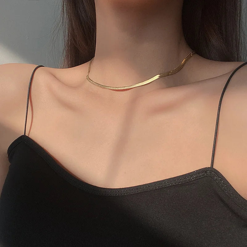 High Quality Minimal Clavicle Blade Chains Women Gold Silver Stainless Steel
